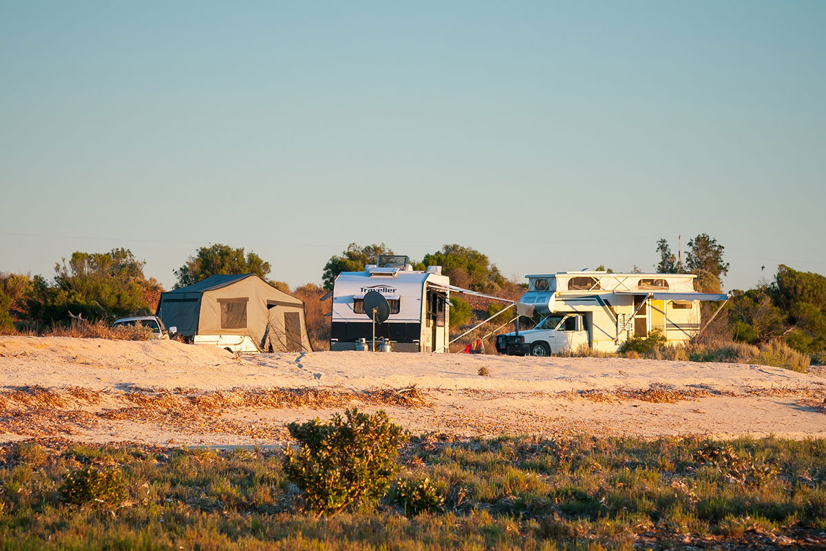 Caravan parked at Fitzgerald Bay Bush Camp