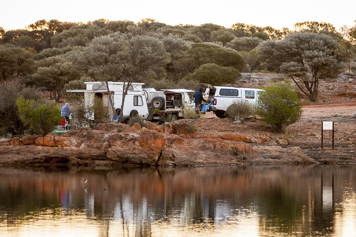 People at the camp site in the outback