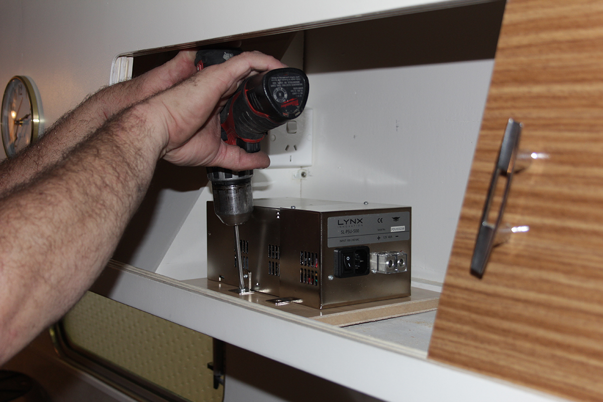 Positioning-and-securing-the-stereo-power-supply-in-a-caravan